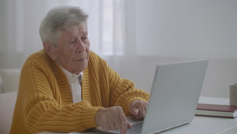 old woman talk with her granddaughter on video call using a laptop.video conference with a doctor