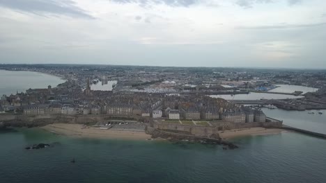 drone footage of saint malo, intramuros - bretagne, france