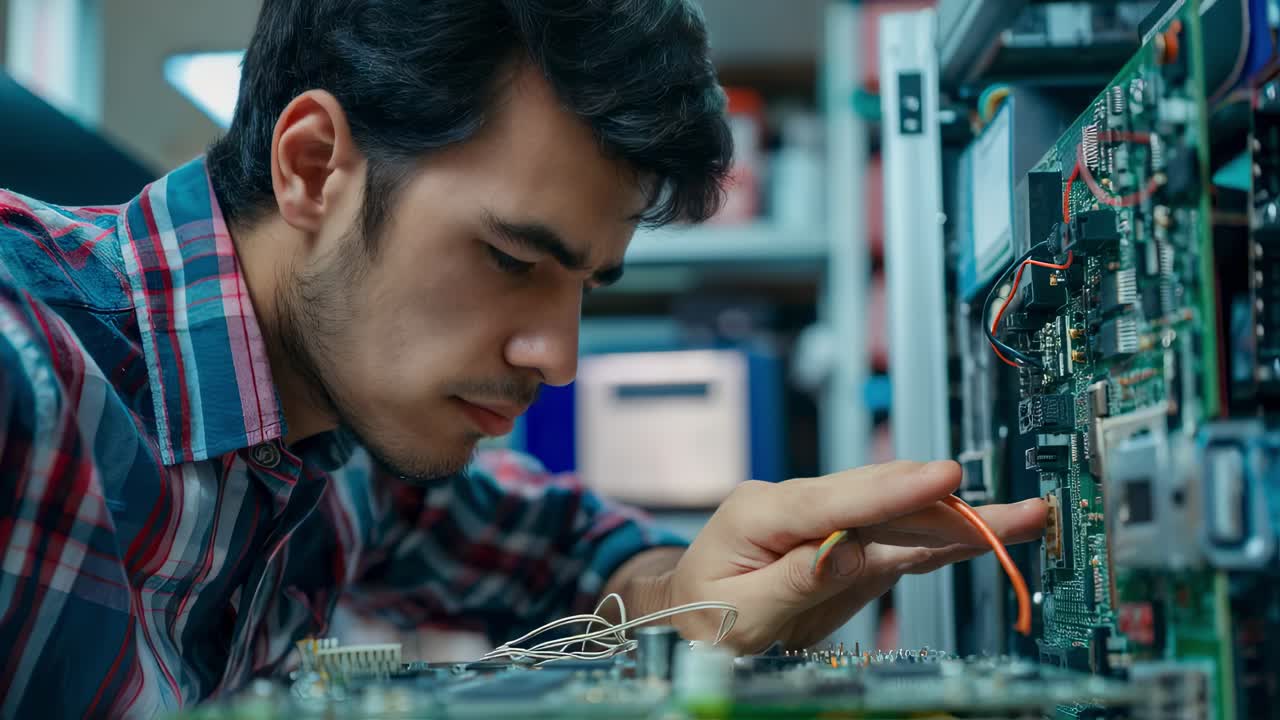 Technician working on a circuit board