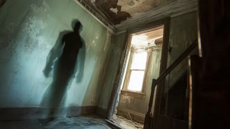 ghostly shadow in an abandoned house