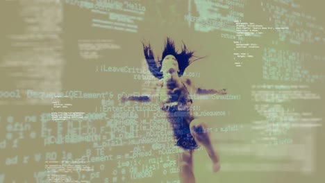 Digitally generated animation of a woman swimming underwater