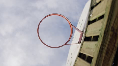 Hypnotizing-360-degrees-shot-below-a-basketball-ring