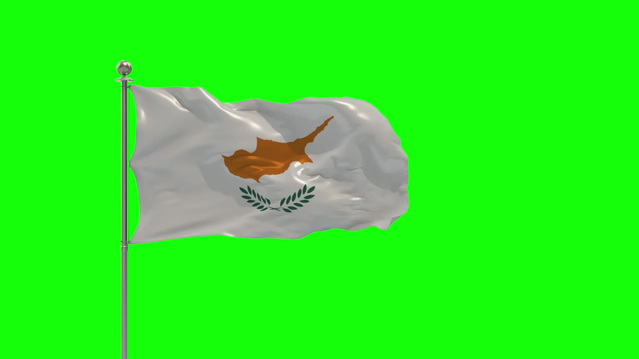 chipre ilustración 3d de la bandera ondeando en un poste con croma