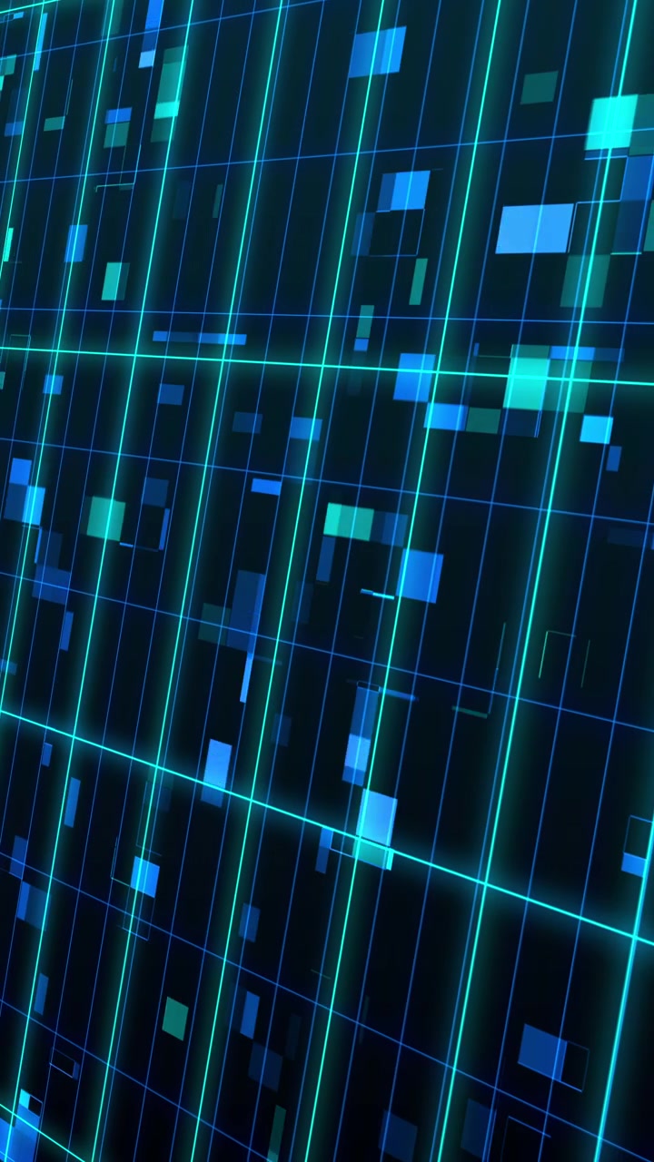 Abstract Digital Grid Background with Moving Blue Rectangles
