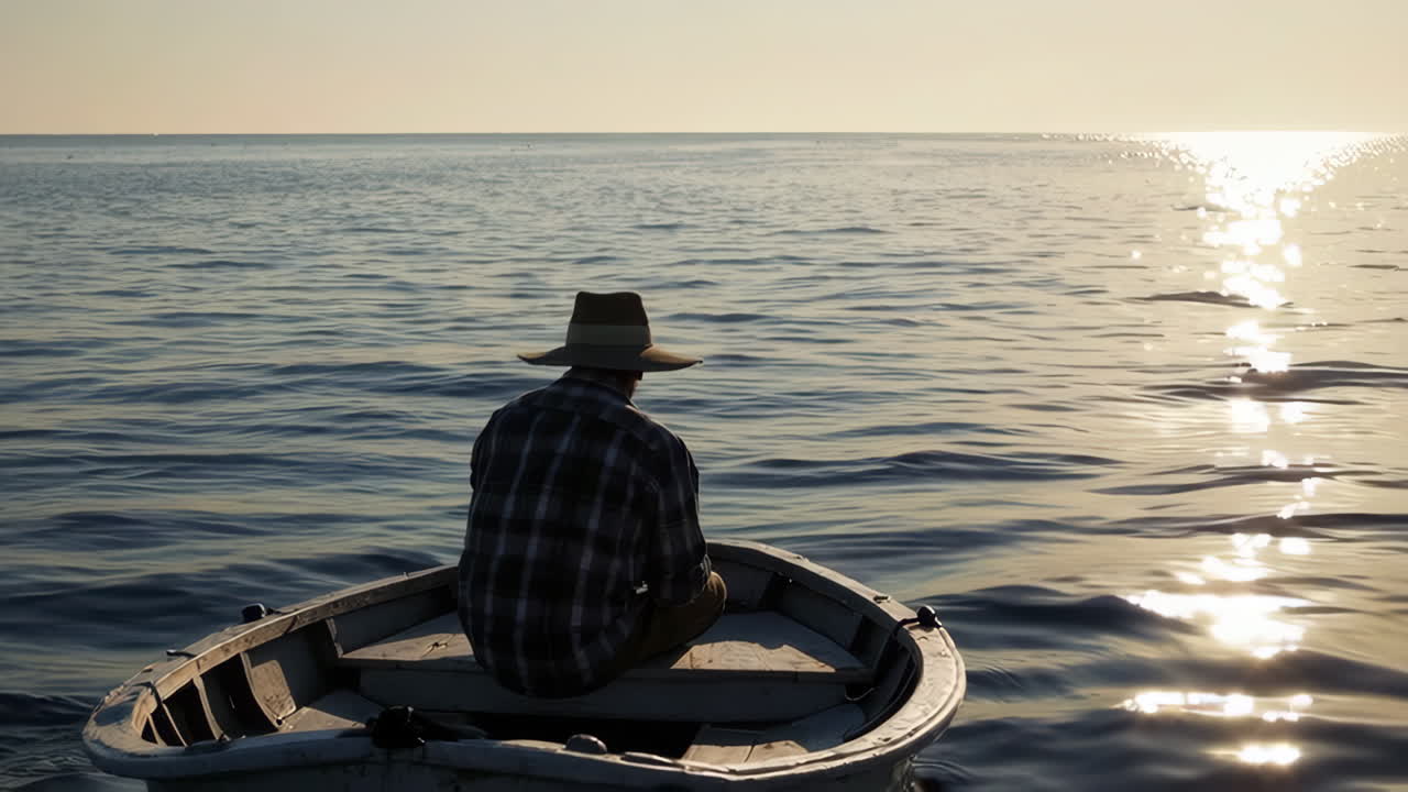 Man in a boat on the water