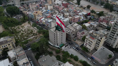 drone shots over beirut buildings during sunset time