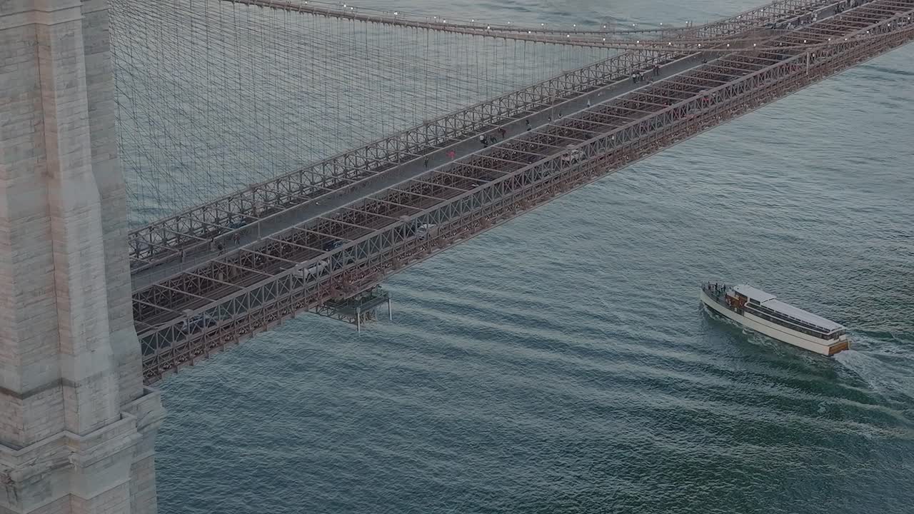 Aerial View of the Brooklyn Bridge and East River