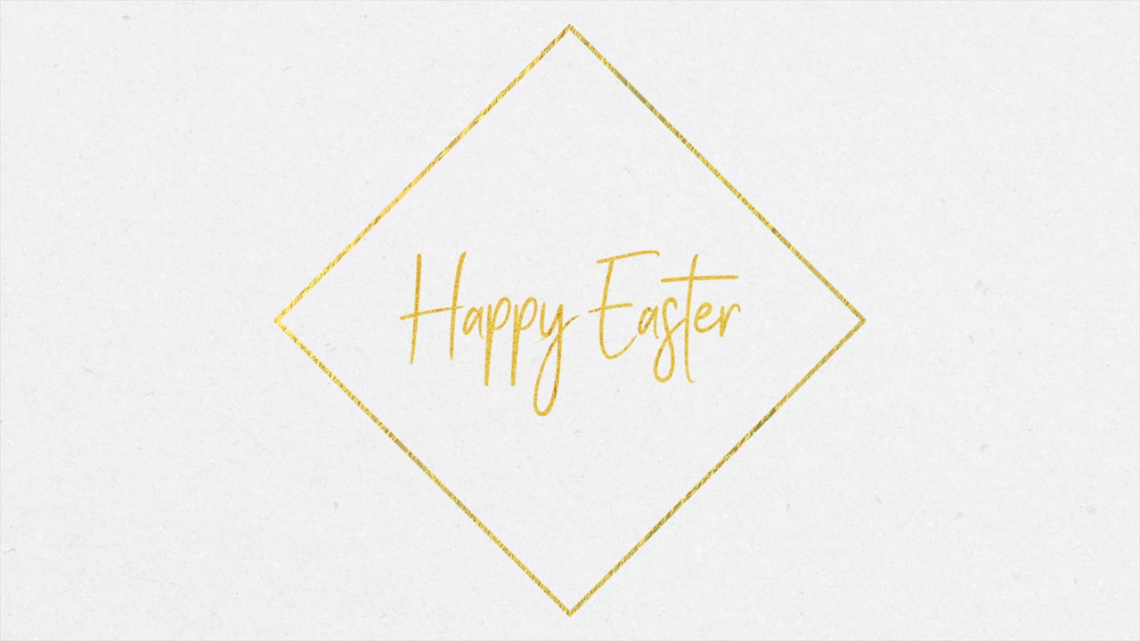 Happy Easter with gold lines on fashion white gradient