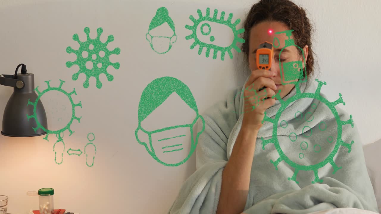 Animation of frame over caucasian mother playing with baby