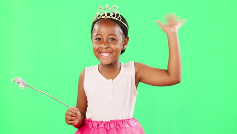 Children,-wave-and-wand-with-a-girl-on-a-green