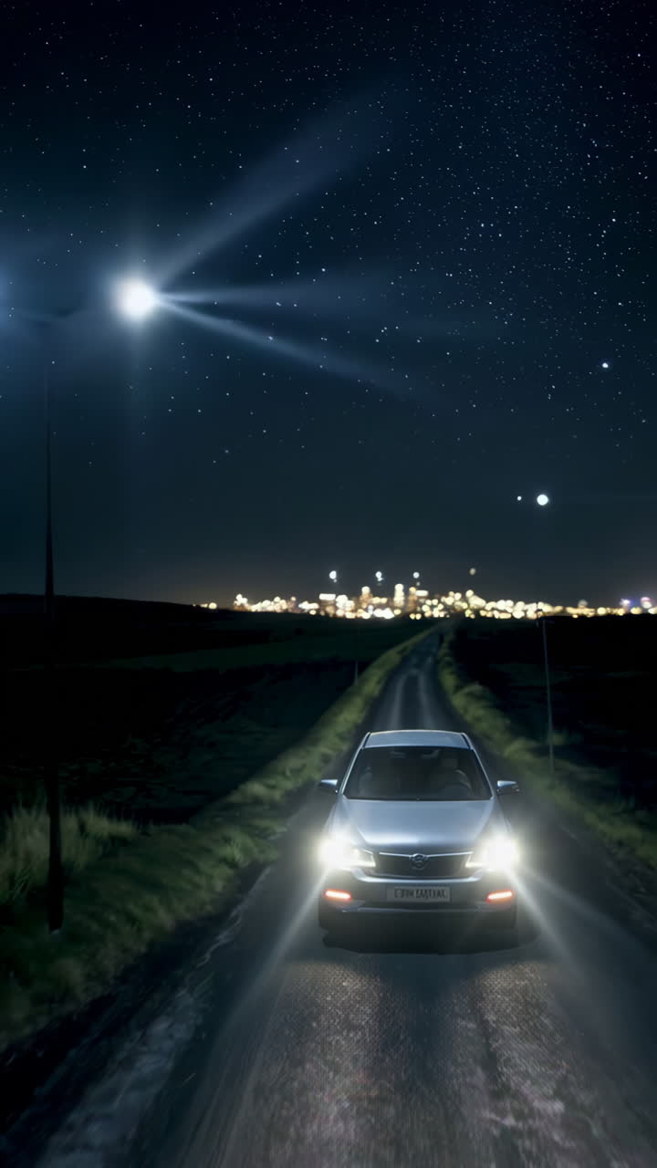 Night Drive on a Country Road