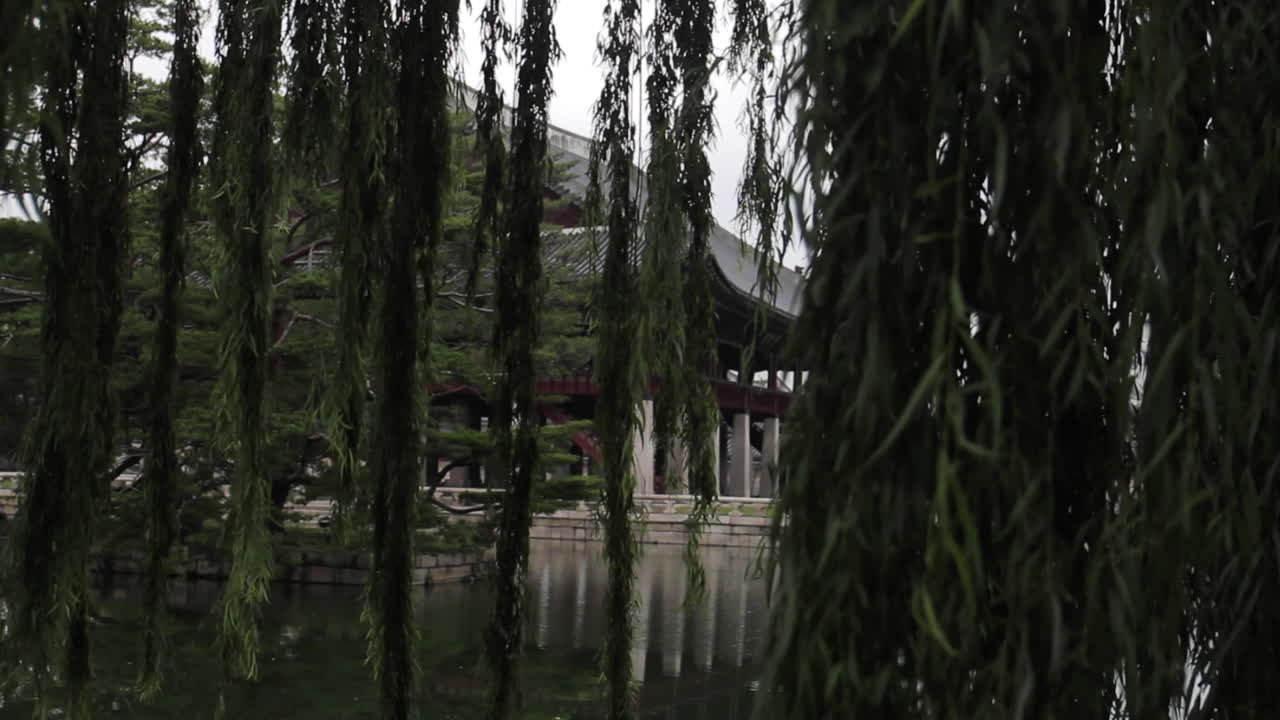 Korean Palace Garden with Willows