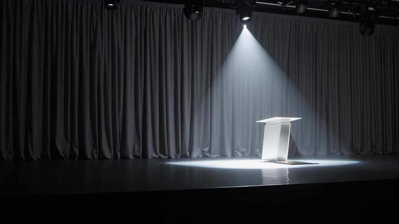 Empty Stage with Podium and Spotlight