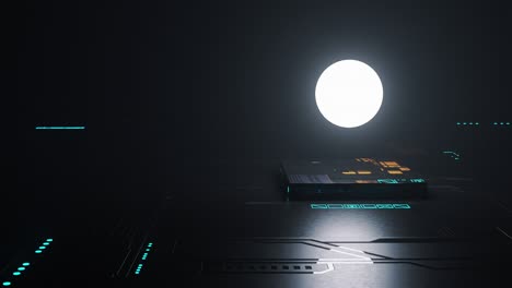 bucle sin costuras 3d renderización abstracta bola de luz placa de circuito futurista 3d ilustración. tecnología de procesamiento de estructura de inteligencia