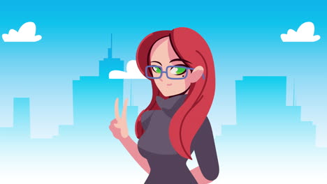 anime girl in a city