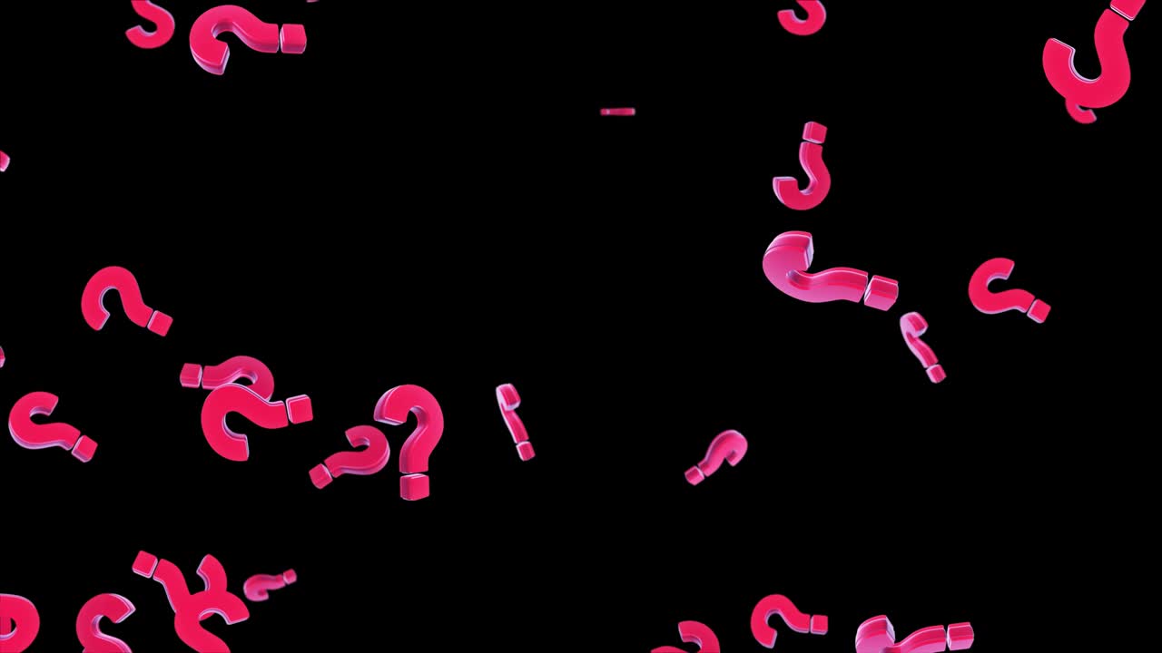 3D 4K Question Marks Falling in Slow Motion Red 4K Seamless Loop Motion Background Animation