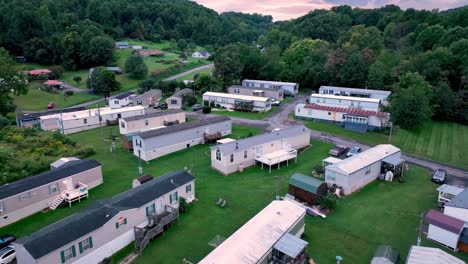 low push aerial over trailer park and mobile home community in elizabethton tennessee