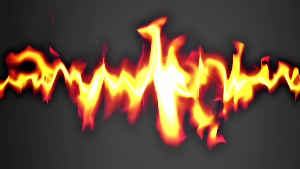 Abstract Fire Lines and Dynamic Flame Waves on a Dark Background