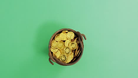 Leprechauns-pot-of-gold-on-green-background-for-st-patricks