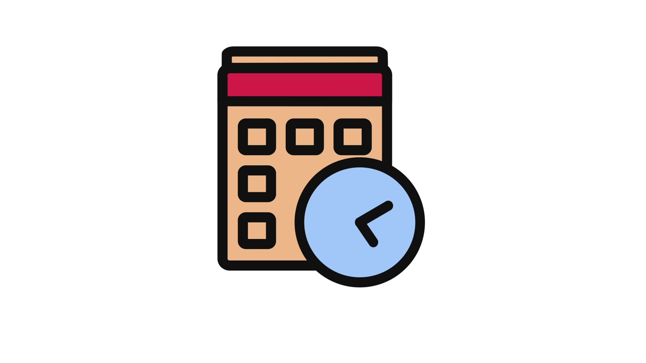 Animated Calendar and Clock Icon for Scheduling and Time Management