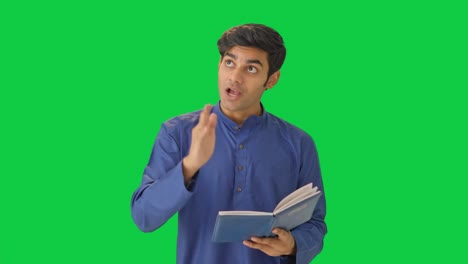 Happy-Indian-poet-reading-a-poem-Green-screen