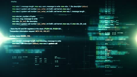 fondo abstracto con código de programa escribiendo en el espacio cibernético. bucle sin fisuras.