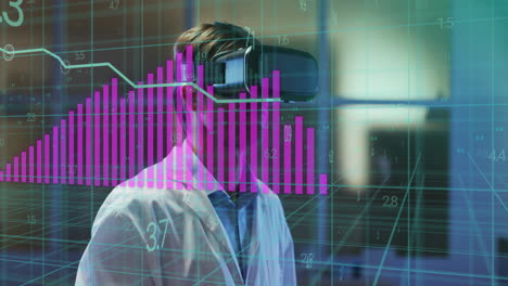 animación del procesamiento de datos computacionales sobre el hombre utilizando auriculares vr