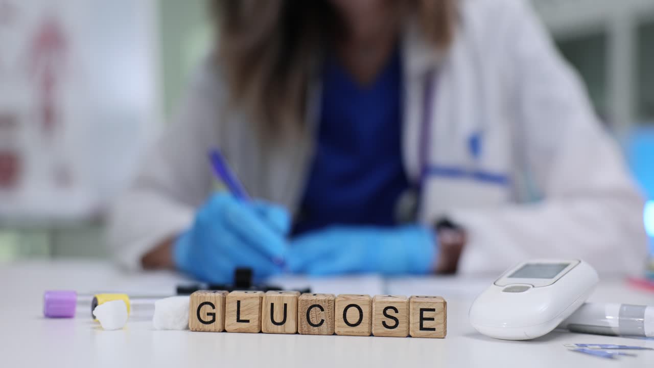 Medical professional working with glucose testing equipment