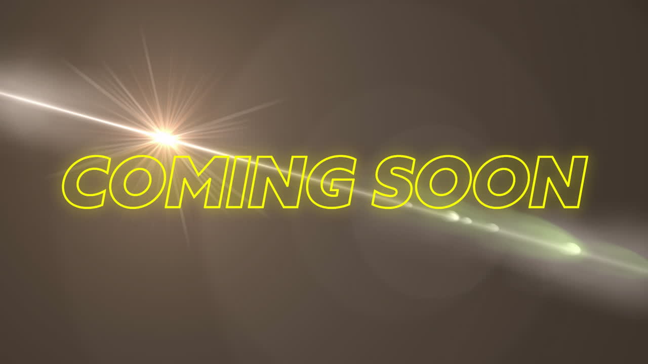 Glowing light effect on dark background with Coming Soon animation text