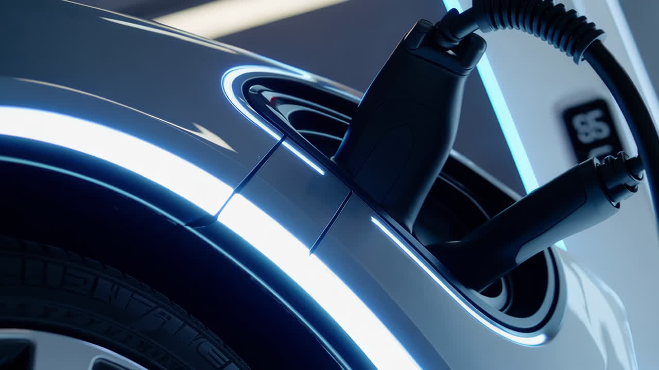 Electric Car Charging at a Station