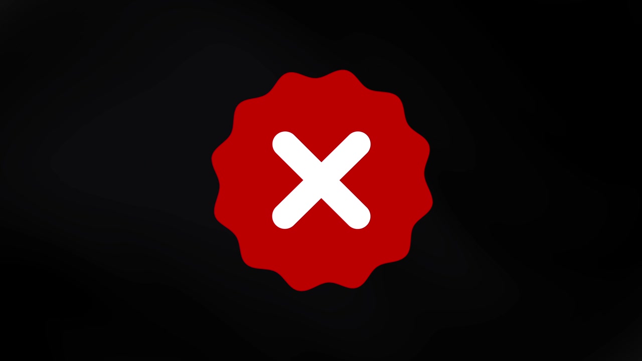 Animated Red Badge with White X Symbol Appearing on Black Background