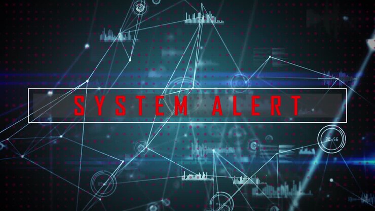 System alert text against web of connections
