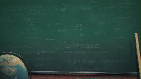 closeup mathematical formula and elements on blackboard 11