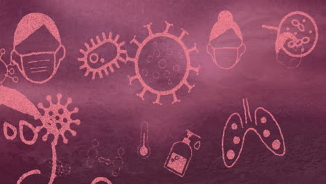 coronavirus concept icons against purple background