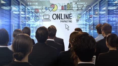 Business-people-looking-at-digital-screen-showing-online-marketing