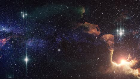 Cúmulos-De-Estrellas-De-Orión-Y-Nubes-Nebulosas-Moviéndose-En-El-Espacio