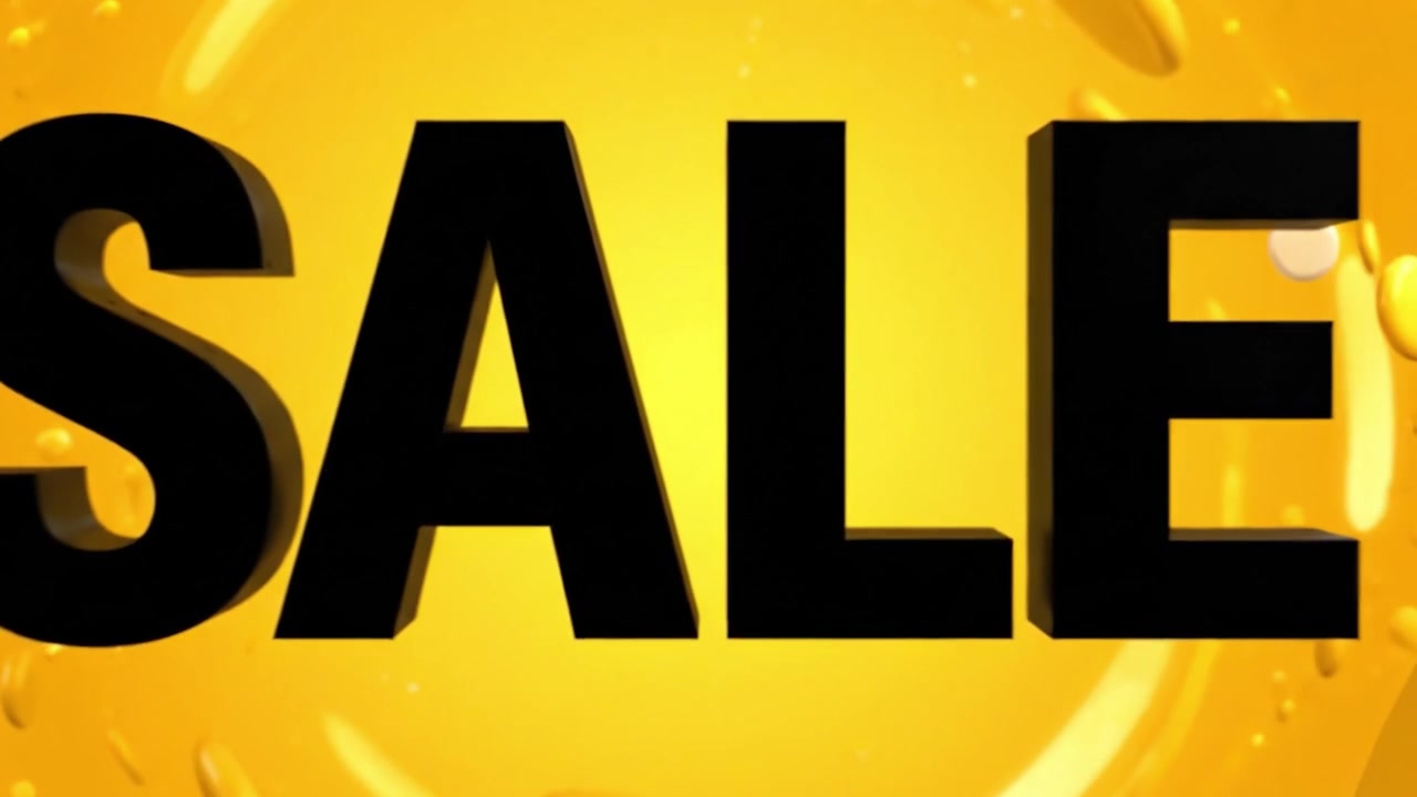 Annuncio promozionale di vendita vibrante con tipografia audace e uno sfondo accattivante, caratterizzato da una combinazione di colori giallo brillante ed elementi visivi dinamici.
