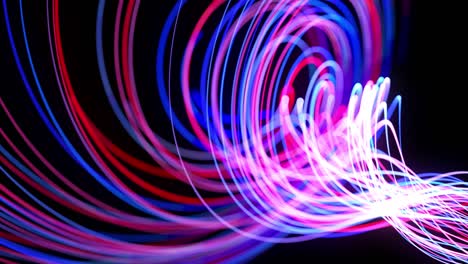 light flow bg in 4k. abstract looped background with light trails, stream of red blue neon lines in space move to form looped spiral shapes. modern trendy motion design background. light effect,