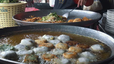 close shot of delicious street food being prepared