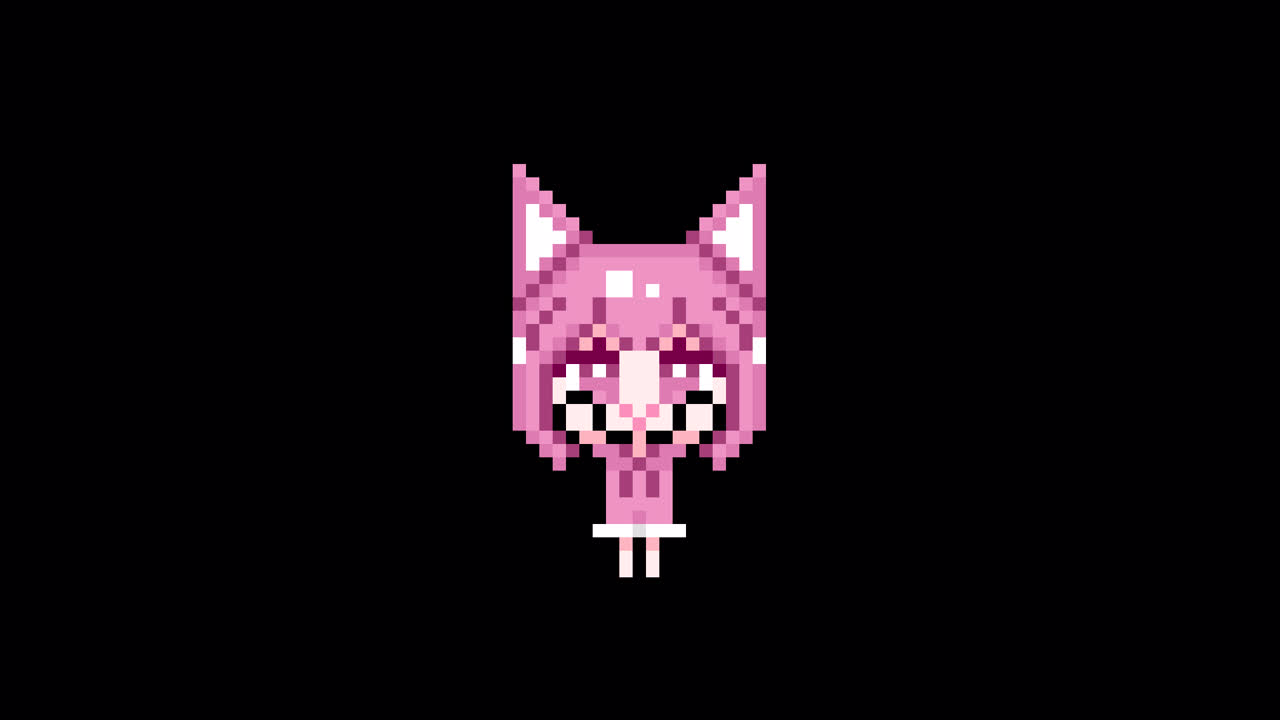 Pixel Cat girl Raise both hands short hair Looping animation. 1080p (1).mov