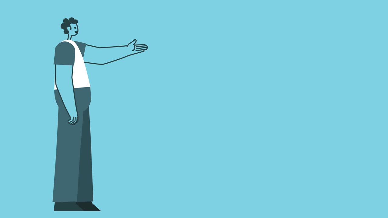 Funny Graphic Flat Design Bold Man Cartoon Character Talking Speaker with Briefcase Isolated Loop 2d Animation