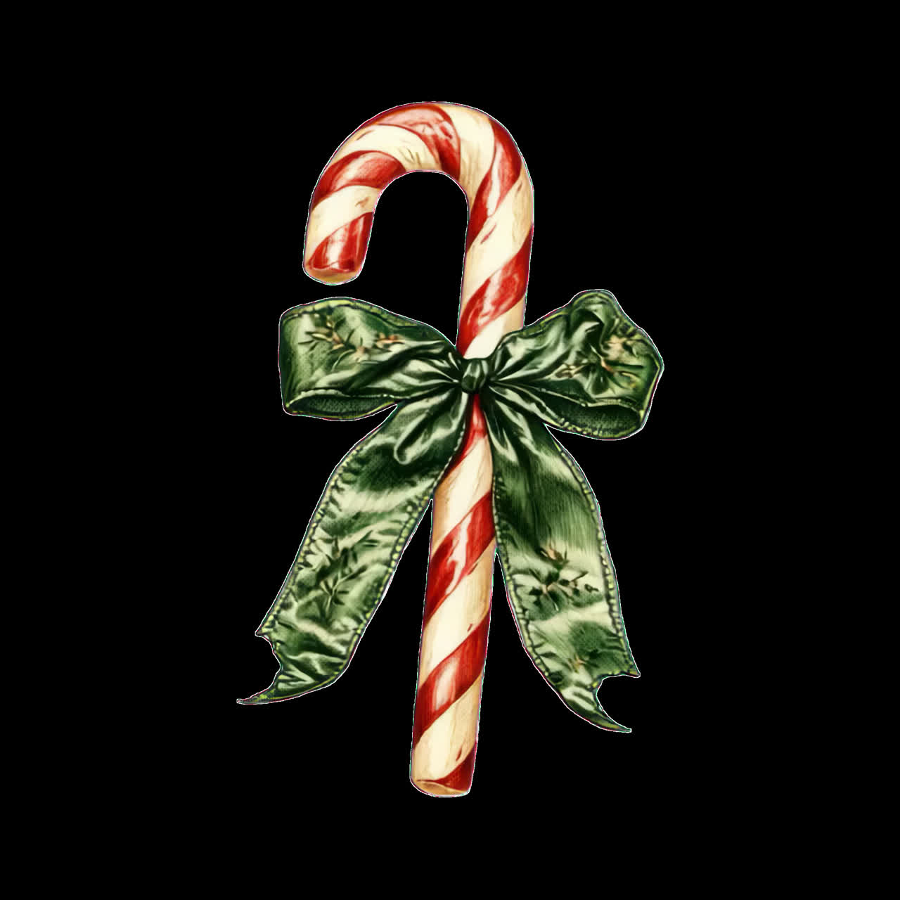 Festive candy cane with ribbon
