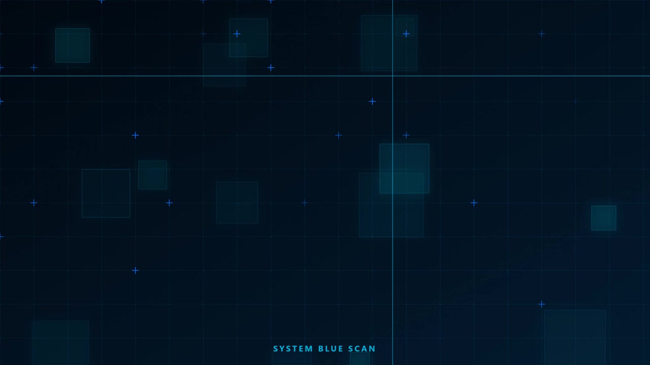Digital Interface Scanning Grid with Floating Blue Squares