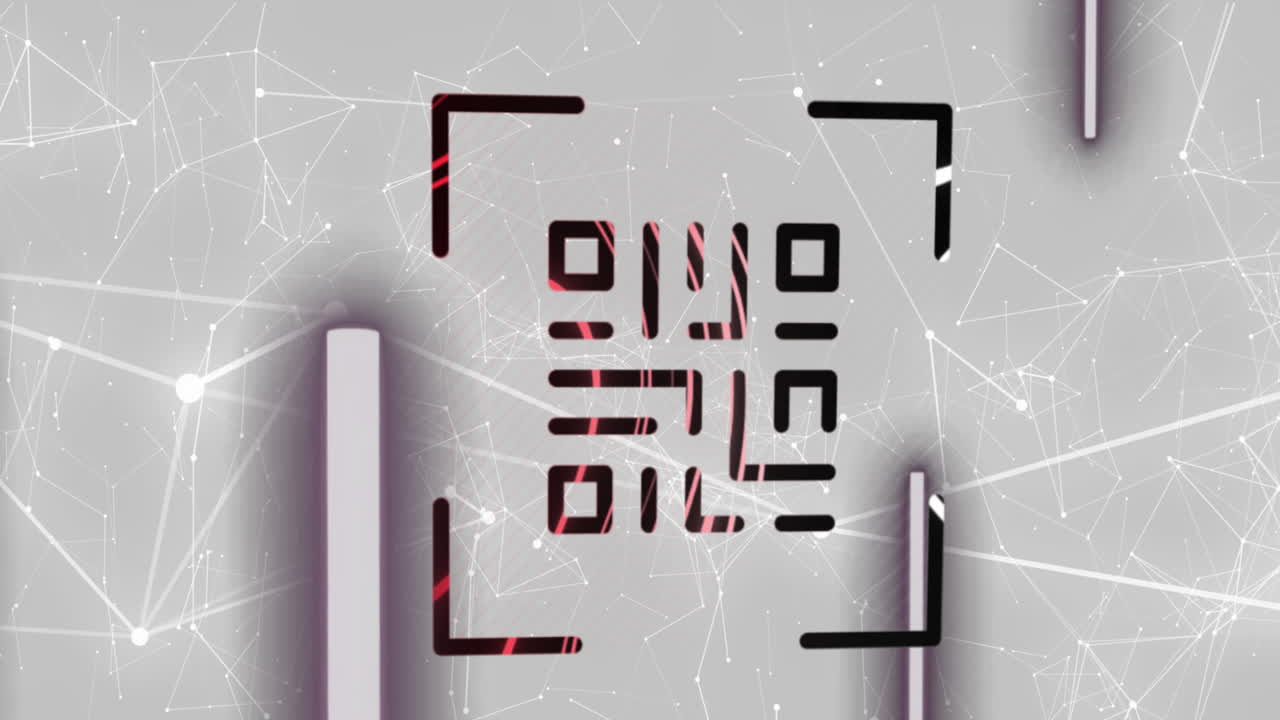 animación del escaneo del código qr a través de una red de conexiones