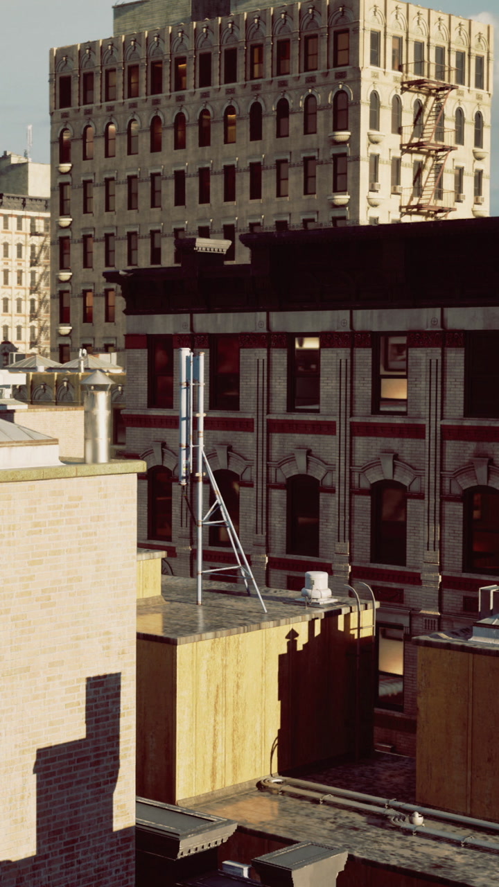 Urban rooftops showcase architectural beauty in evening light