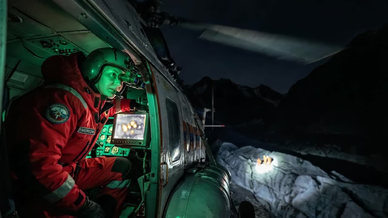 Missione di salvataggio in elicottero di notte