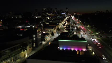 Beverly-Hills-Aerial-View---Santa-Monica-Bl-at-Night