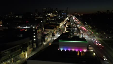 beverly hills aerial view - santa monica bl at night