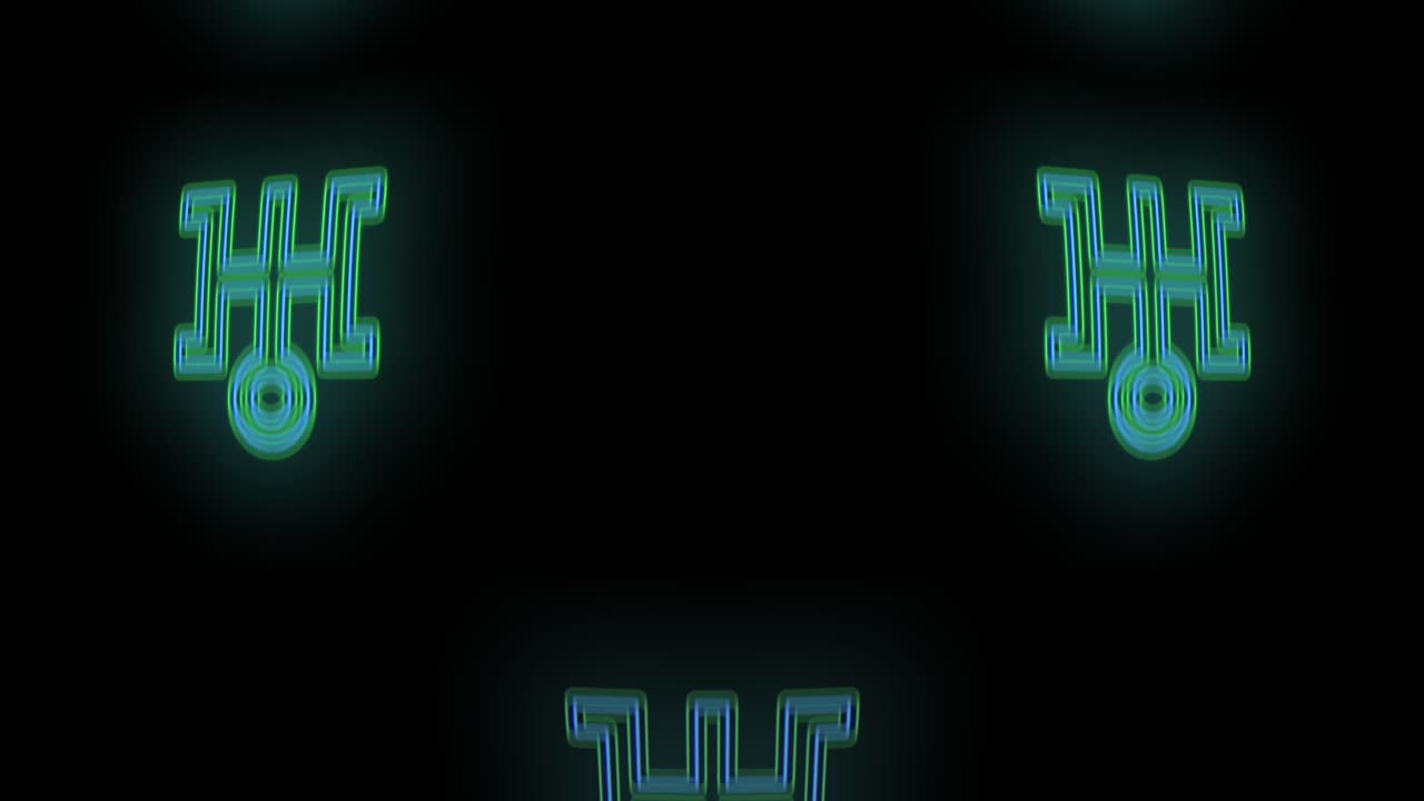 Japan symbols pattern with pulsing neon green light 5