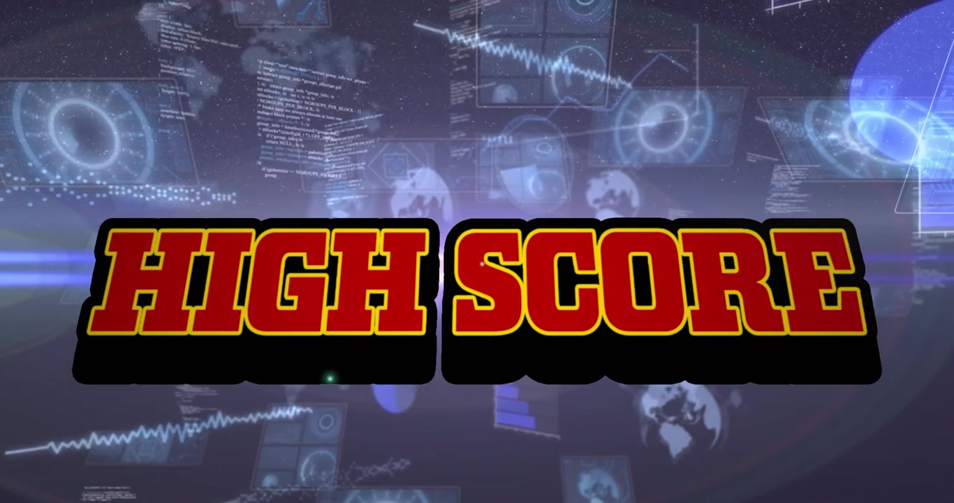 High Score Text Animation with Digital HUD Background